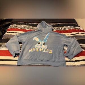 Light Blue Hoodie with Colorful Bunny Graphic Nahmias